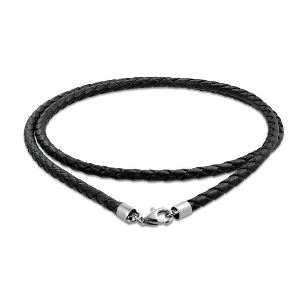 3mm Black/Grey Braided Leather Sterling Silver Necklace Or Bracelet 16" 18" 20" 